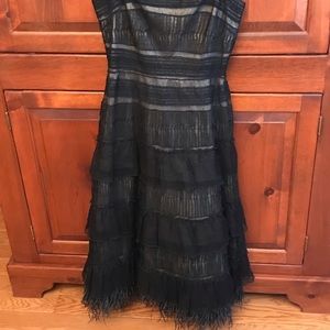 Black party dress with feather fringe
